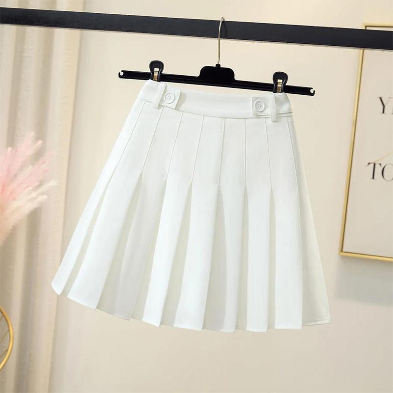 Pleated Skirt Women's Spring and Summer High Waist Anti-glare Black A-line Short Skirt