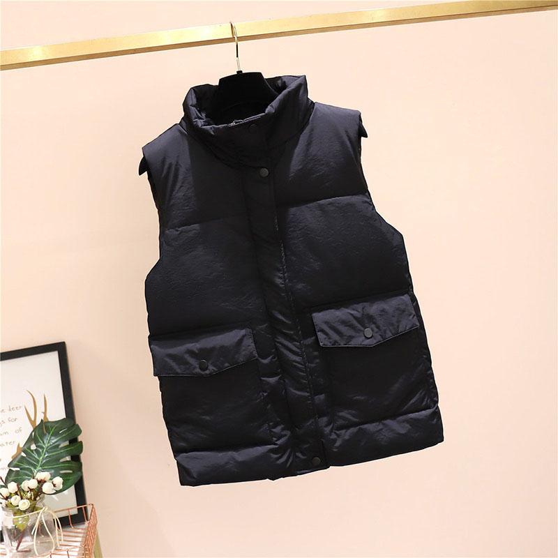 Autumn and Winter Loose Plus Size Vest Short Stand Collar Casual Jacket Fashion Simple Women's Down Cotton Vest