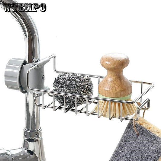 Kitchen Creative Drain Rack Faucet Shelf Pool Rag Storage Rack Stainless Steel Finishing Rack