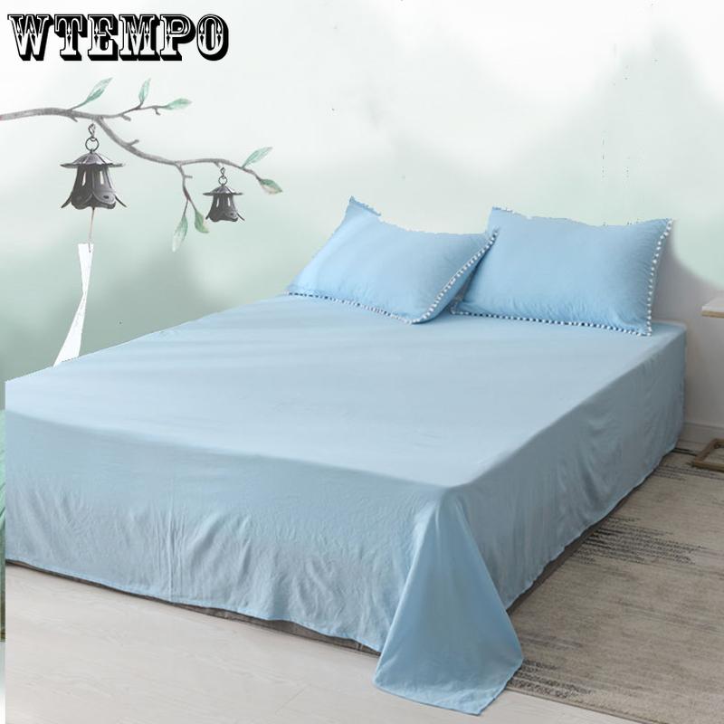Bedding Sheets Comfortable Pure Color Washed Cotton Bed Linen Three-piece Double Bed Single Pillowcase Skin-friendly Bedding