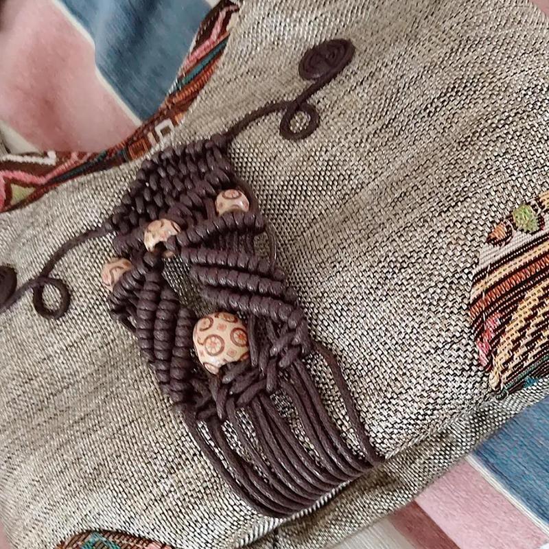 Middle Aged Women Handbag Casual Daily Shopper Ethnic Style  Anvas Cotton and Linen Woven Animal Flower Print Pattern
