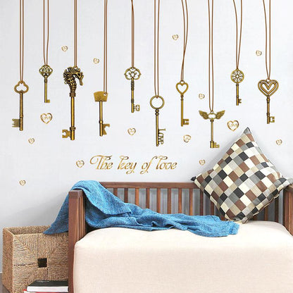 Warm key living room TV sofa background decorative painting PVC wall stickers the key of love