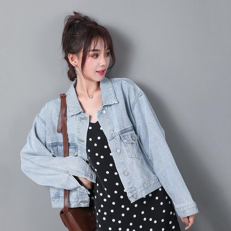 Denim Jacket Women's Spring and Autumn Korean Version All-match BF Loose Short Long-sleeved Retro Top Women's