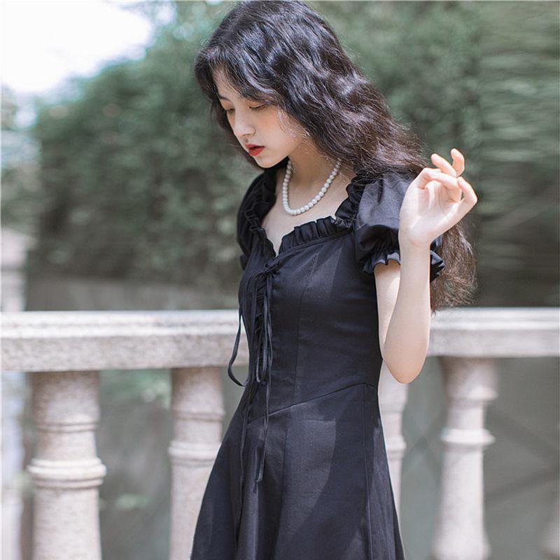 Female Vintage Little Fresh Holiday Dress Gentle Elegant Fairy Party Dress Slim High Waist Sweet Summer Dress