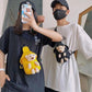 Cute bear Unisex Children Canvas Sling Bag Outdoor Travel Boy Girl Shoulder Bag