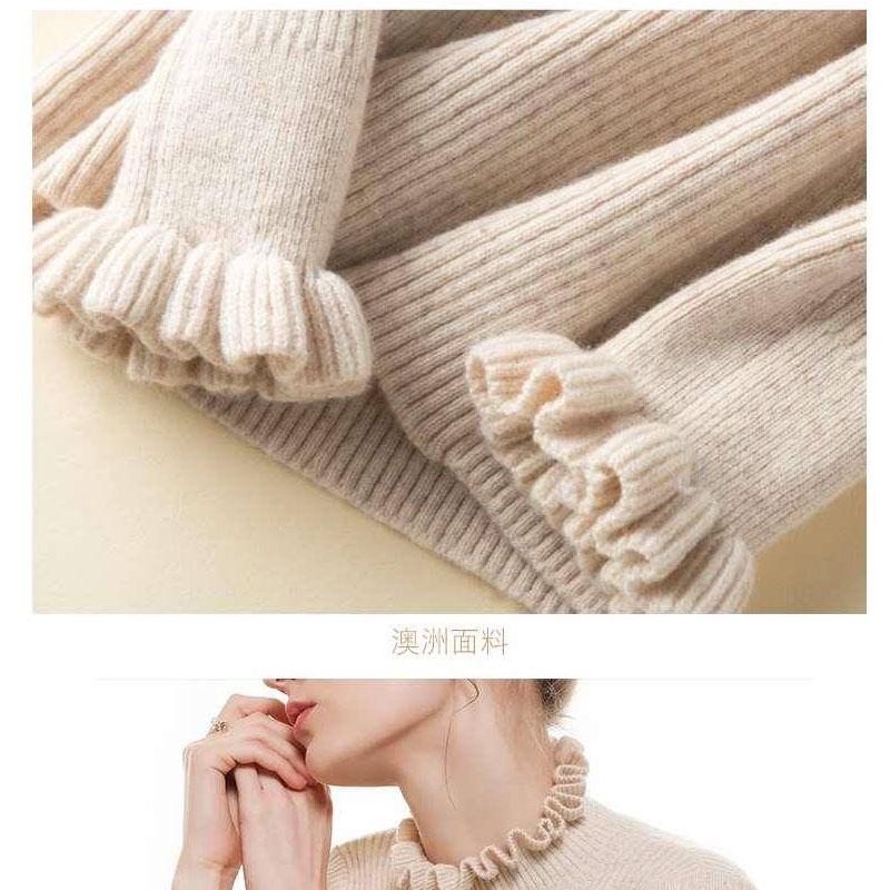 Half Turtleneck Ruffled Sweater Knitted Bottoming Slim Pullover Sweater Autumn and Winter