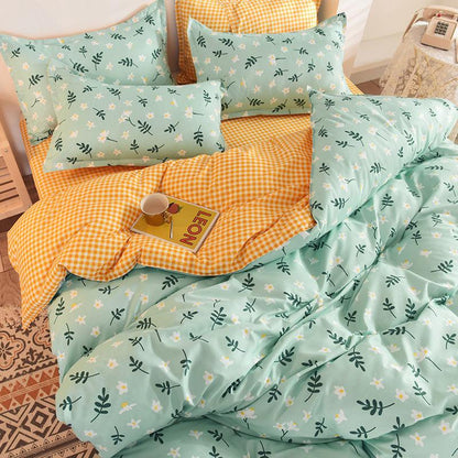 Quilt Cover Pillowcase Duvet Cover Printed Bedding Simple Style Floral Bedding Sheet Cover Double Bed Quilt Cover Luxurious and Soft Lattice Sets