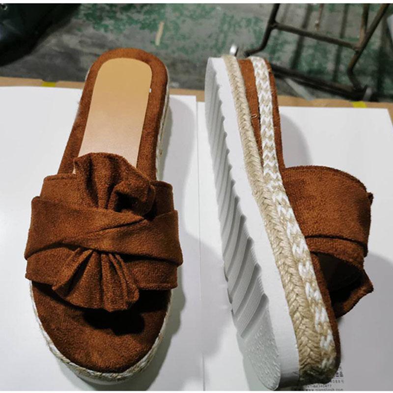 Slippers Women Slides Summer Bow Summer Sandals Bow -Knot Slippers With Thick Soles Platform Female Floral Beach Shoes