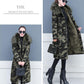 Female Camouflage Parka Coat  Winter Long Cotton-padded Jacket Flocking Hooded Cotton-padded Jacket Winter Print Overcoat