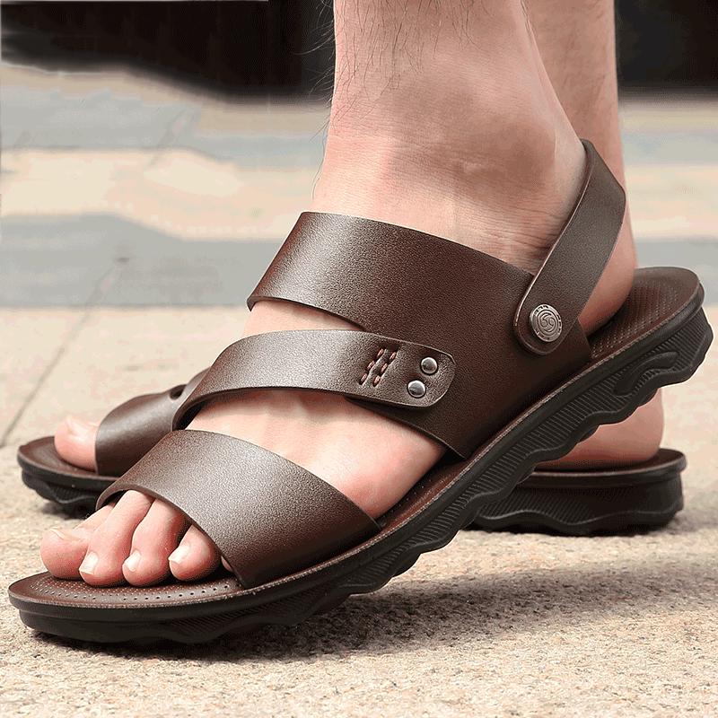 Summer Leather Shoes Men Sandals Classic for Male Soft Walking Beach Sandalias Sandal Slides