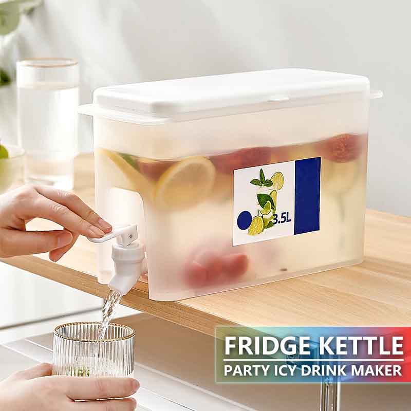 Cold Water Jug with Tap Water Beverage Drink Dispenser Fruit Teapot Tank Refrigerator Juice Kettle Cold Water Jug for Lemonade
