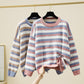Autumn Winter Women Stripe Knitting Sweaters Korean O-Neck Loose Casual Jumpers Long Sleeve Pullover Tops Girls Sweet Warm Sweater Soft Knitwear Coat
