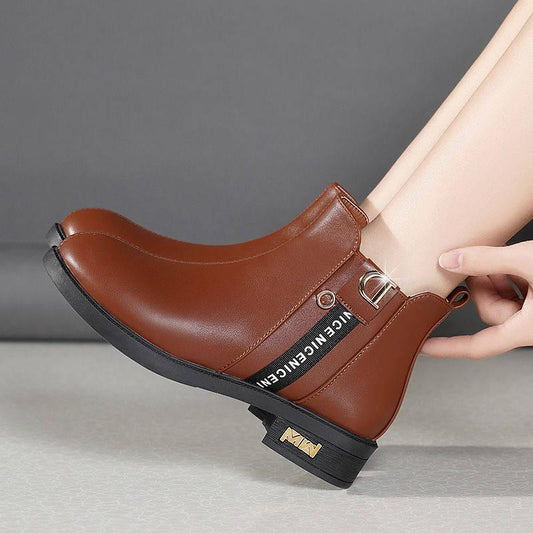 Ankle Boots Women Chelsea Motorcycle Boots Block Heels Platform Round Toe Fashion Winter Snow Boots