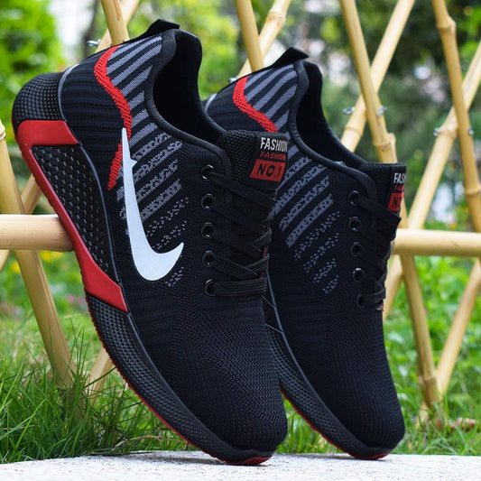 Summer net shoes men's breathable all black stain-resistant work shoes men Korean version of running shoes casual shoes men