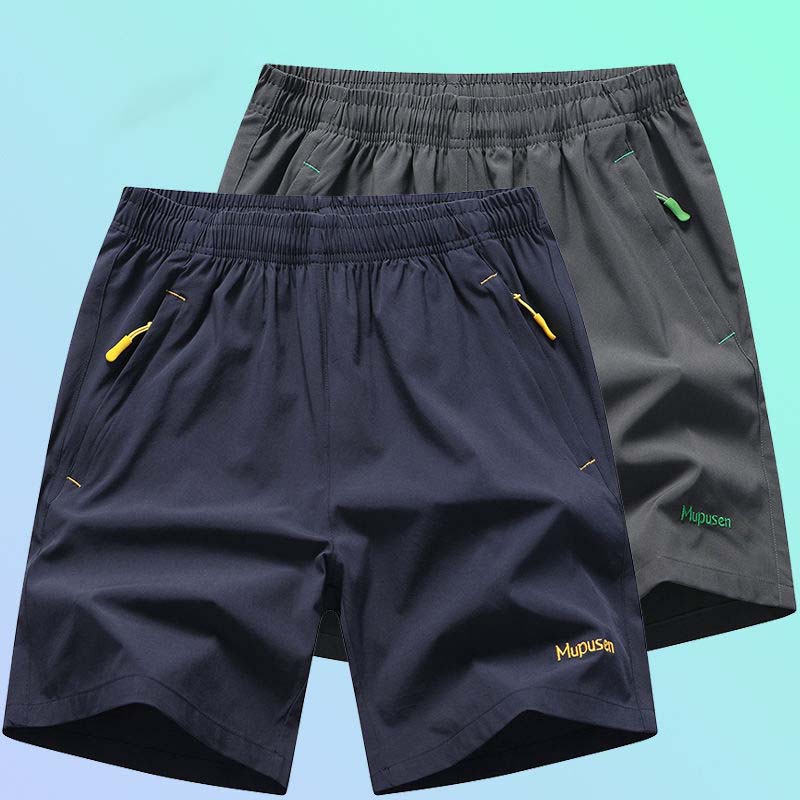 Summer Shorts Male Zipper Pocket Large Size Loose Five-point Pants Quick-drying Breathable Stretch Sports Pants Thin Casual Pants