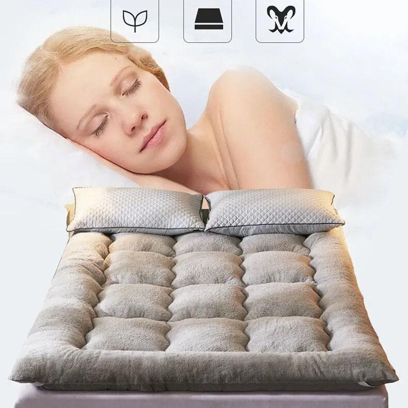 Winter Bedroom Lamb Velvet Household Sleeping Mat Comfortable Warm Bed, Student Dormitory Thick Cushion