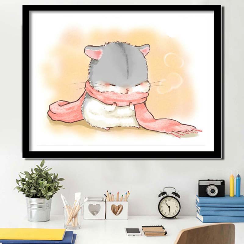Diamond Painting Full of Diamonds Cartoon Cute Hamster Diamond Embroidery Cross Stitch Bedroom Study Point Stickers Small Children
