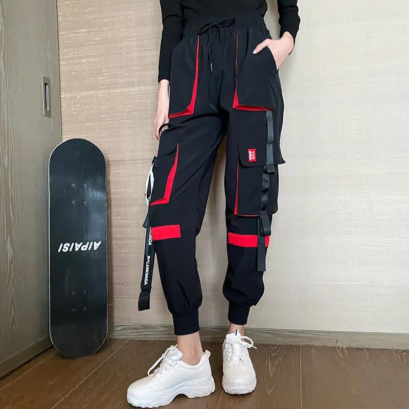 Pants Women's Loose All-match Trend Overalls High-waisted Thin Black Sports Pants Female High-waist Students