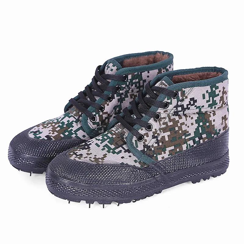 Men's Plush Cotton Shoes High Top Rubber Soled Winter Shoes Camouflage Shoes Cold Proof Working Shoes
