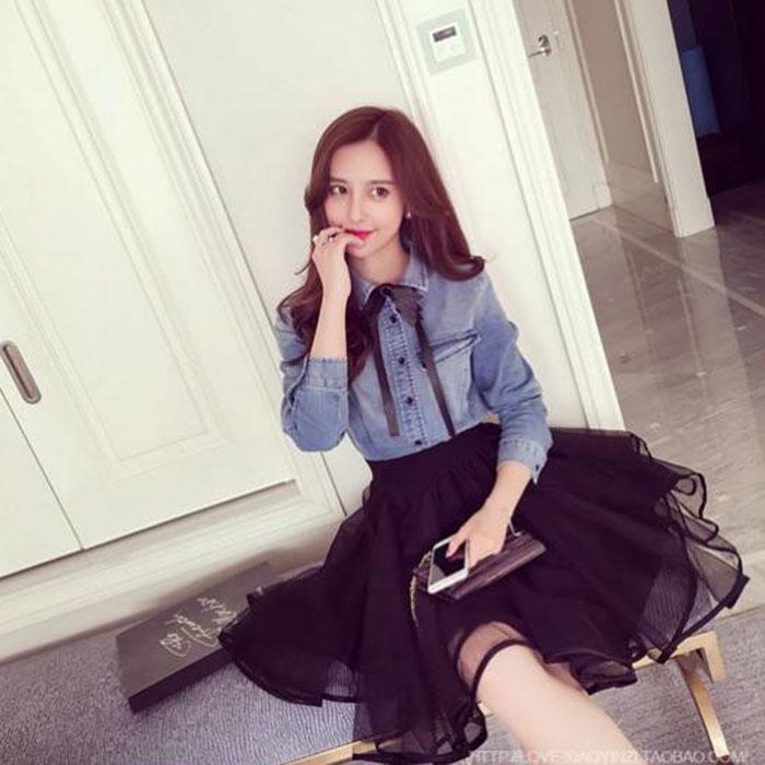 Women Anti-light Mesh Skirt with Elastic Waist Slimming Ballet Bag Hip Skirt Puff Skirts