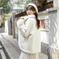 White Sweet Faux Lamb Wool Jacket Women Plus Velvet Thick Autumn and Winter Loose Sweater Warm Cardigan Jacket Casual Jacket