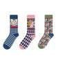 Three Pairs of Women's Socks Fashion Print Cartoon Pattern Socks Winter Thick Pile Pile Socks