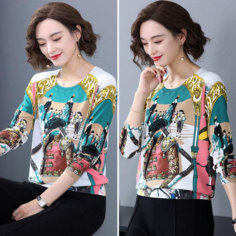 Autumn Winter Pullover Woolen Sweater Women High-end Loose Knitted Sweaters Jumpers Female Soft Cartoon Print Cashmere Sweater