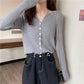 Knit Bottoming Sweater Cardigan Sweater Women V-neck Outer Wear Spring and Autumn Hedging Inner Wear Thin Section Long-sleeved Blouse Cardigan Jacket