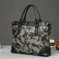 Business Briefcase Men Camouflage PU Leather Zipper Waterproof Handbag Shoulder Bags Messenger Bag