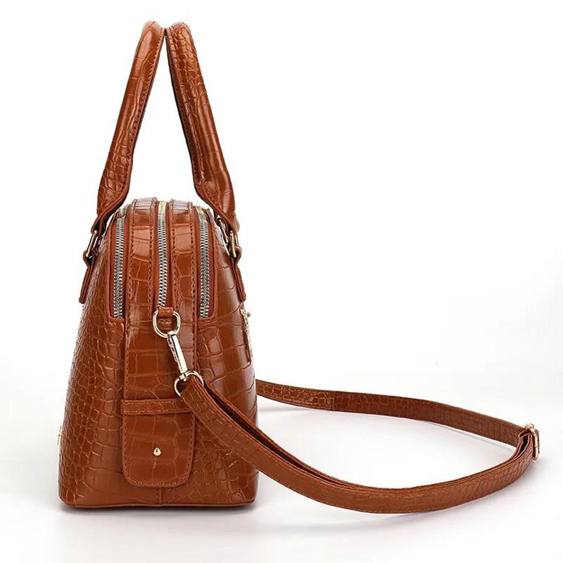 Light Luxury Leather Cowhide Handbags Casual Fashion Shell Bag Crocodile Pattern Soft Leather Ladies One-shoulder Messenger Handbag