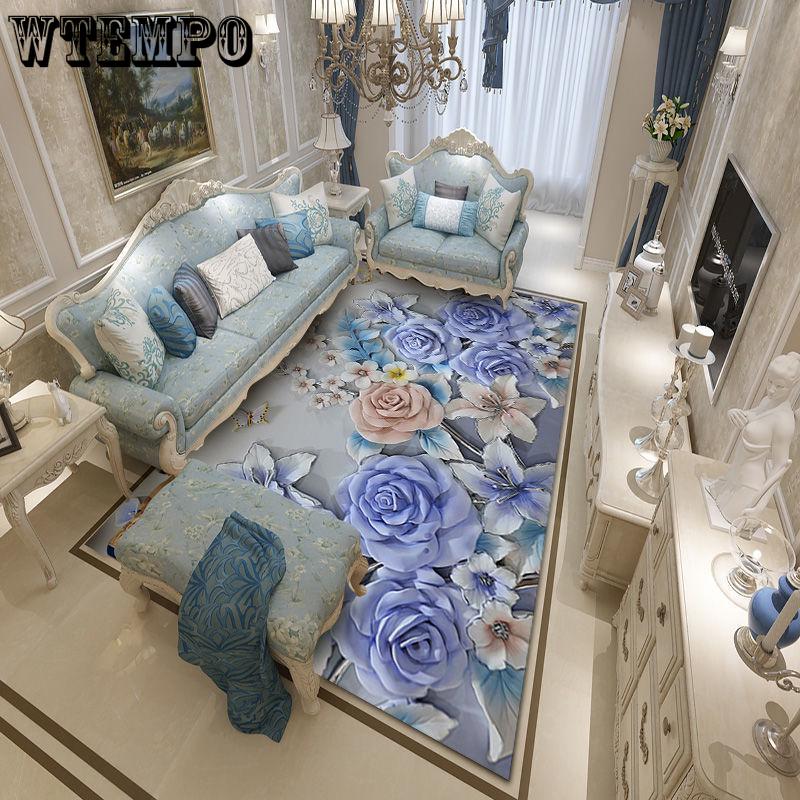 Flower Printed 3D Carpet Large Size  Peacock Living Room Bedroom Tea Table Rug Antiskid Floor Mat