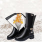 Autumn and Winter Warm and Comfortable Shoes Low-heel Mid-tube Boots Plus Velvet Padded Cotton Shoes