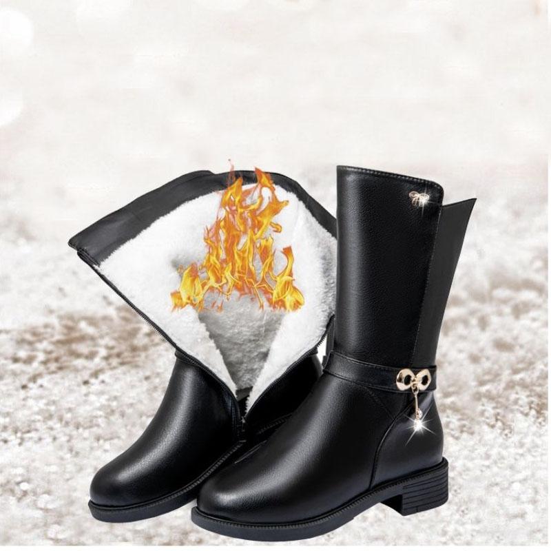 Autumn and Winter Warm and Comfortable Shoes Low-heel Mid-tube Boots Plus Velvet Padded Cotton Shoes