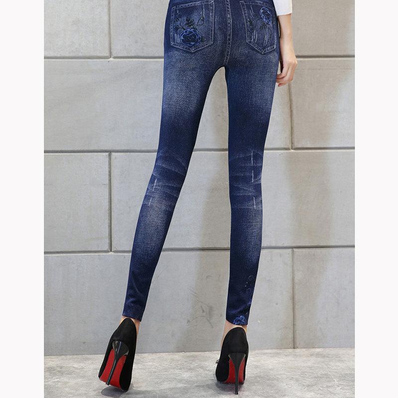 Colorful Floral Sexy Womens Skinny Blue Jean Denim Leggings Stretchy Jeggings Pants