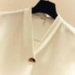 White Shirt Temperament Was Thin V-neck Long-sleeved Loose Solid Color Shirt Female Super Fairy Blouse Work Clothes Suit with Shirt
