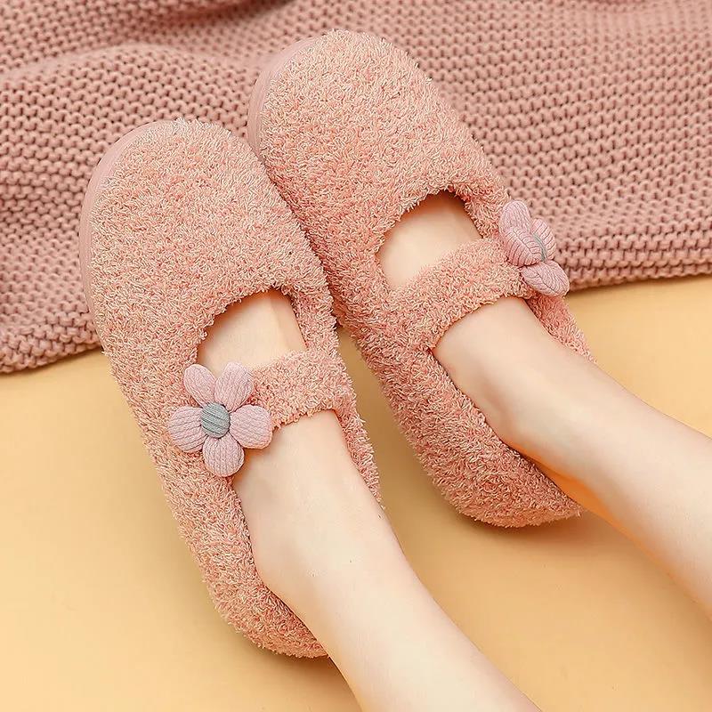 Autumn and Winter Women's Slippers Domestic Women's Slippers with Non-slip Soles Plush Slippers Indoor Cute Plush Slippers Soft Shoes