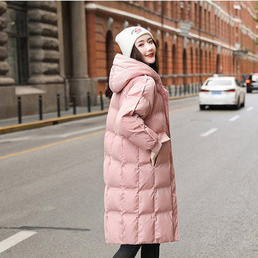 Hooded Ladies Coat Long Coats Parka Jacket Mid-long Women Winter Pink Thick Jacket Quilted Jacket