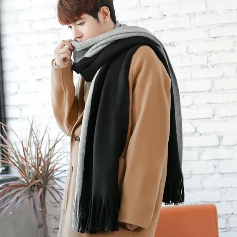 Men's Scarf Autumn and Winter Korean Warmth Birthday Gift Knitted Wool Thicked Men's Scarves