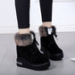 Winter Boots Women  Thick-soled  Platform Rabbit Hair Increased Round Head Ankle Boots High-heeled  SuedeMartin Boots