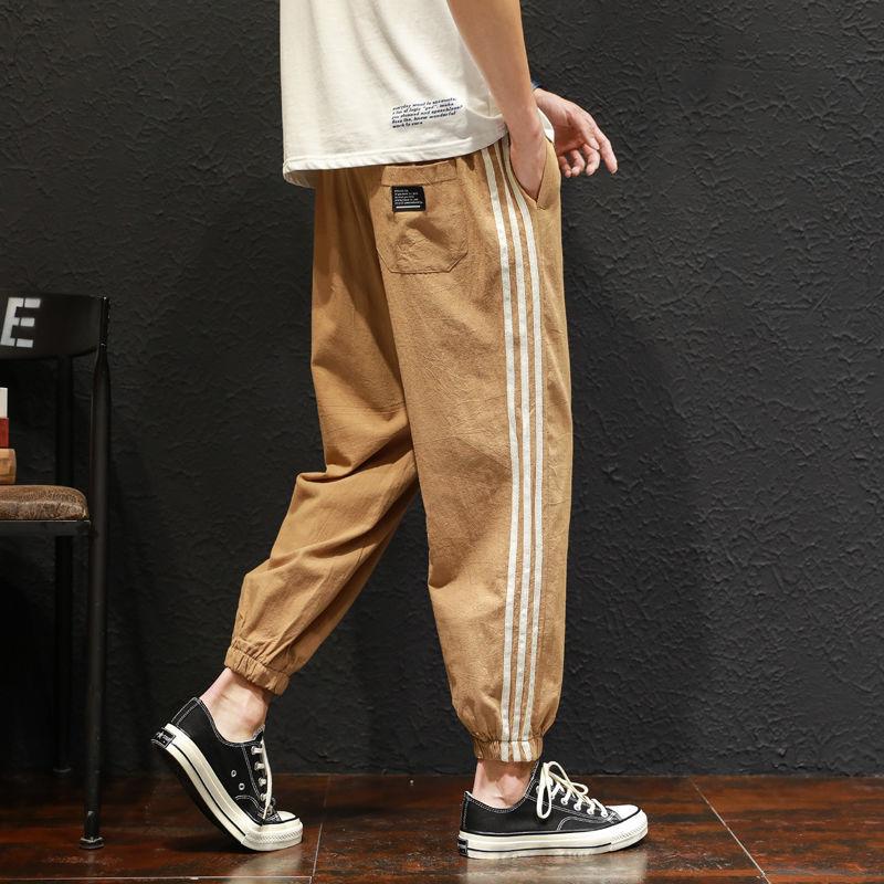 Summer Casual Cropped Trousers Striped Loose-fitting Track Pants