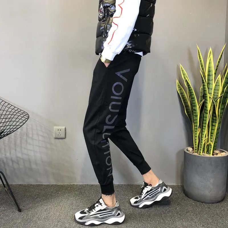 Men's Spring and Summer New Arrivals Black Cropped Harem Knit Sweatpants
