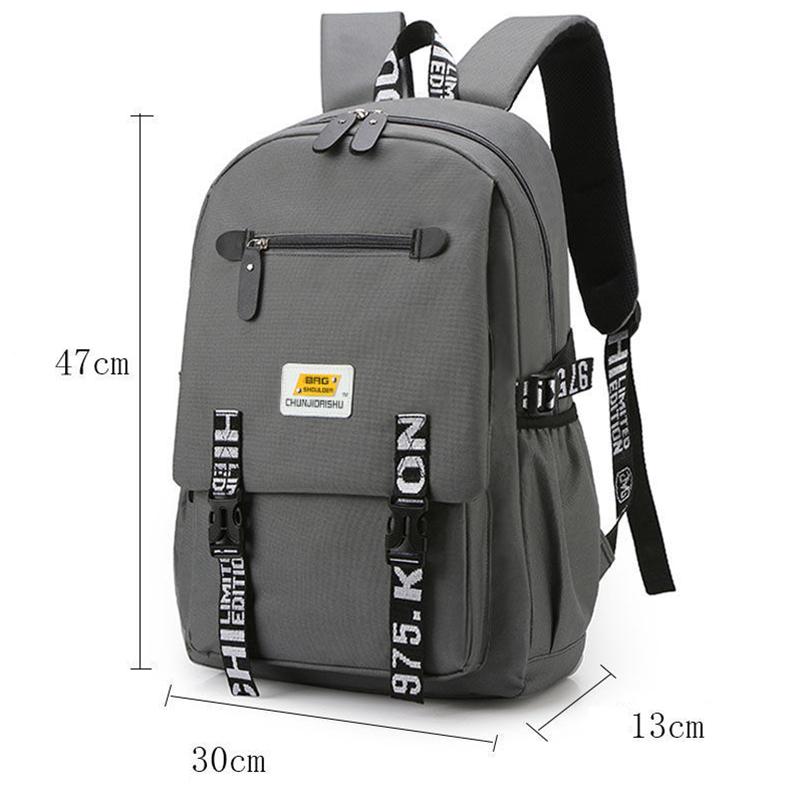 Backpack Men's Large-capacity Fashion Trend Cover Oxford Cloth Backpack Junior High School Student School Bag