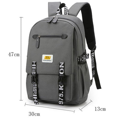 Backpack Men's Large-capacity Fashion Trend Cover Oxford Cloth Backpack Junior High School Student School Bag