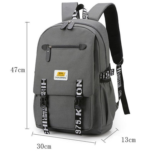 Backpack Men's Large-capacity Fashion Trend Cover Oxford Cloth Backpack Junior High School Student School Bag