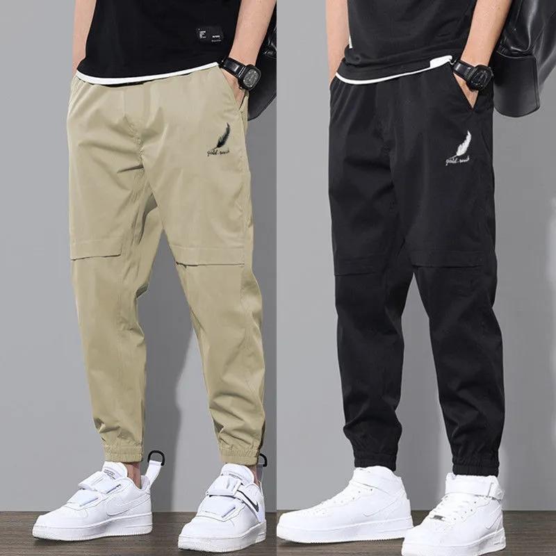 Youth Multi-pocket Overalls Loose Feet Tightened Sweatpants Sports Pants Men's Spring and Autumn Large Size Casual Trousers