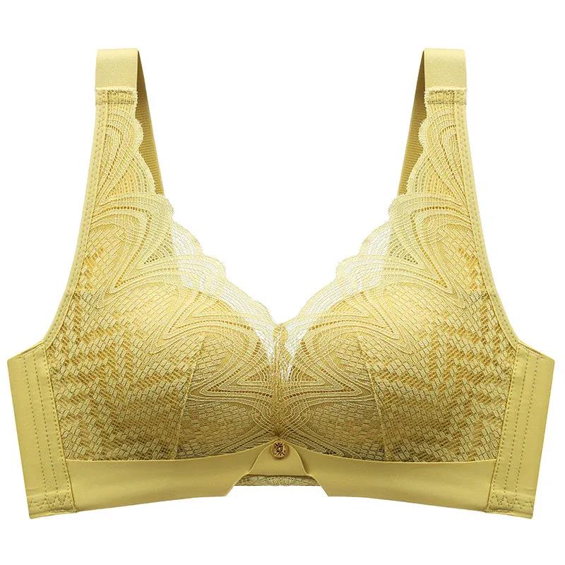 Upper Thin Lower Thick Cup No Steel Ring Gather Side Natural Support Adjustable Soft Skin-friendly Non-marking Pull Cotton Breathable Lace Sexy Bra