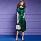 Plus Size S-XXXXXL Summer Mid-length Silky Satin Ladies Dress Short-sleeved Over-the-knee Dress Free Belts of The Same Color