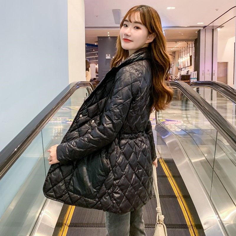 Women's Cotton-padded Clothes Mid-length Korean Style Waist Slim Slimming Suit Collar Down Cotton Jacket