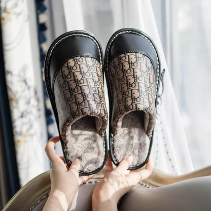 Winter Slippers Women Waterproof Non Slip Cotton Shoes Men Plus Size Slides Thick Fleece Warm Women Slippers