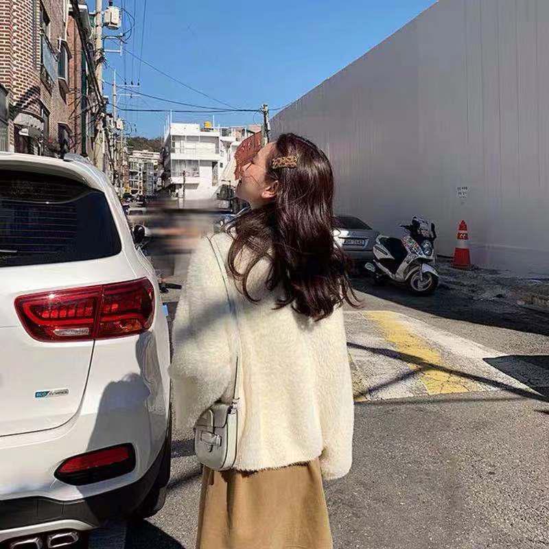 Pofulove Mink Wool Sweater Female Students Loose Autumn Thickened Pullover Knitted Bottoming Shirt